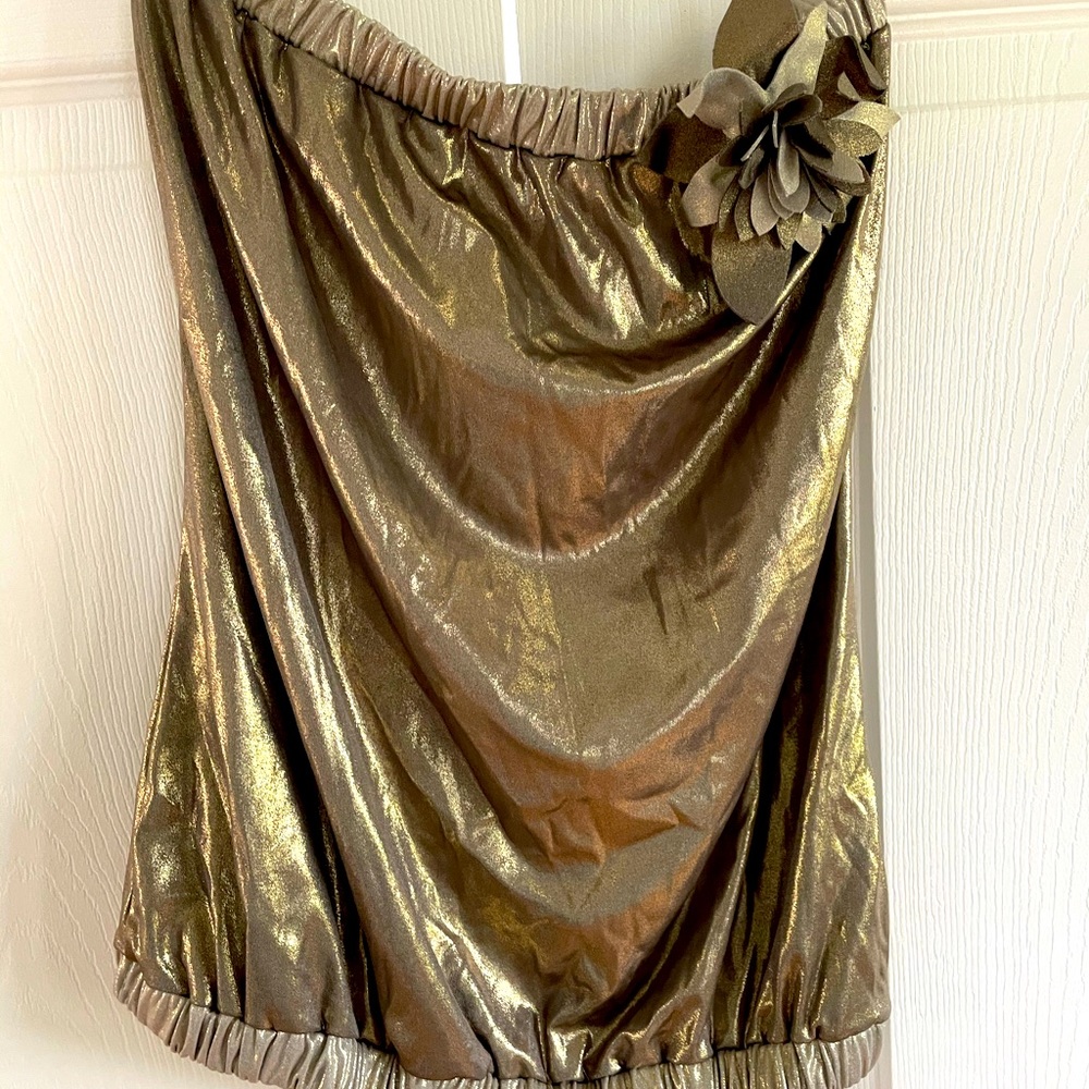Gold and Grey strapless shirt